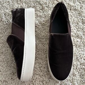 Vince Brown Velvet Slip On Sneakers 9.5